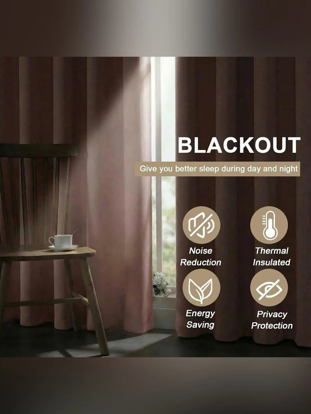 Ebesto Blush Pink Blackout Curtains Set of 2 40x63 Thermal Grommet NWT